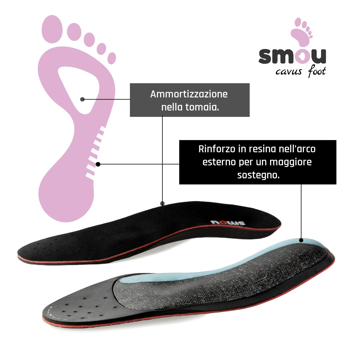 Plantari Piede Cavo SMOU Cavus Foot – Ortopedici per Arco Plantare Alto e Supinazione – Supporto dell’Arco e Correzione Posturale – Ammortizzazione Memory Foam – Uomo Donna Uso Quotidiano