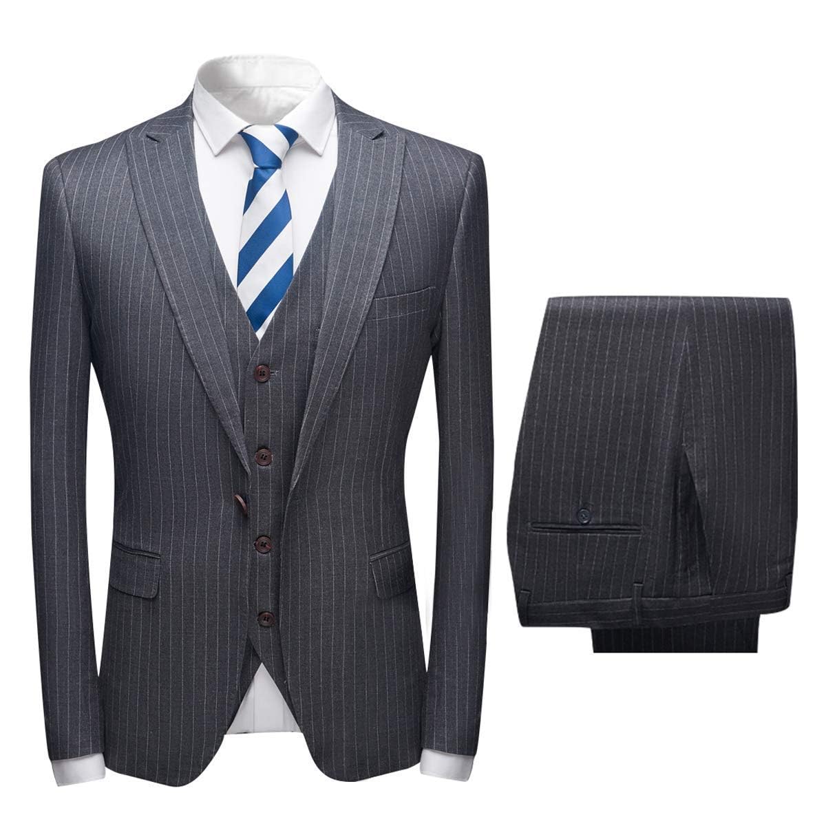 Ensemble de costume de mariage à rayures Ulnomio trois pièces
