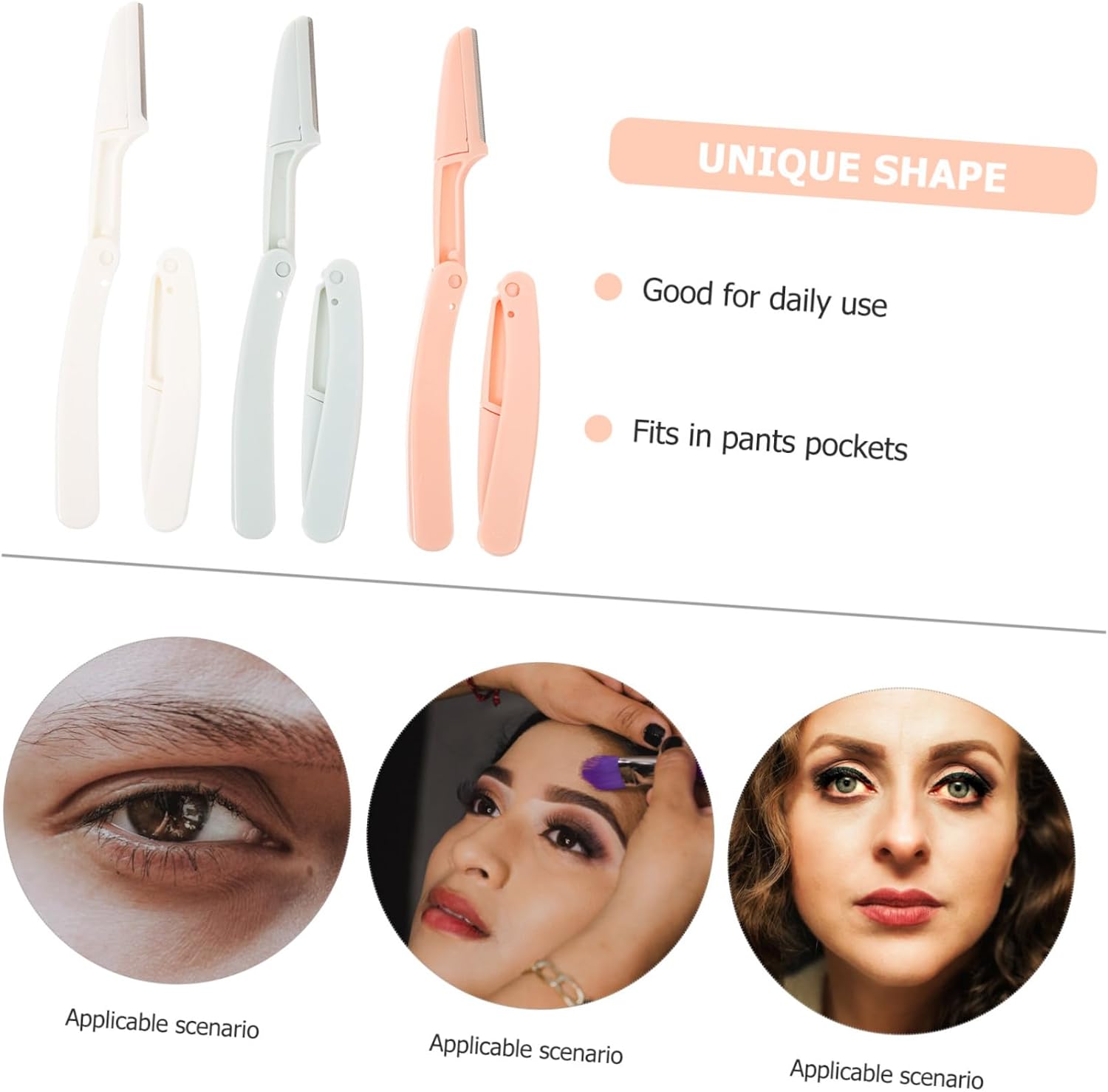 6Pcs Eyebrow Trimmer Knife Portable Razor Shaver with Foldable Cover for Precise Hair Removal for Women and Facial Grooming Lightweight and Easy to Control