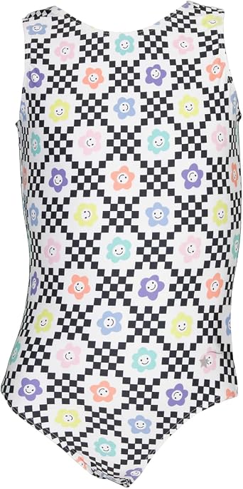 Destira Outside the Box Gymnastics Leotard for Girls Black & White | Premium Performance Fabric Tank Style Matching Scrunchie Included Made in USA Comfortable Stretch Fit