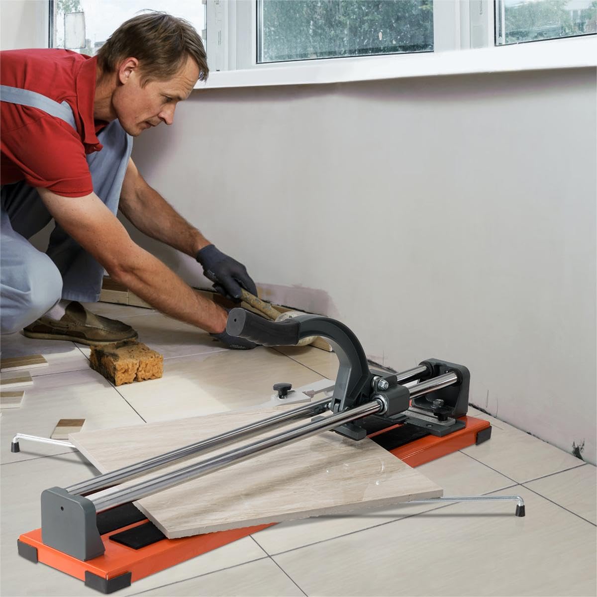 SOARS Coupe Carrelage 800 MM, Coupe Carreaux Manuel de Précision avec Butée d'Angle de 0 à 60 °, Épaisseur de Coupe 5 à 12 MM, Carrelette Sûre avec Poignée Ergonomique et Tapis Antidérapant