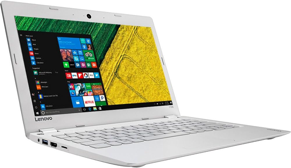 Lenovo 110s Premium Built High Performance 11.6 inch HD Laptop pc Intel Celeron Dual-Core Processor 2GB RAM 32G eMMC Storage Webcam Bluetooth WiFi HDMI 1-Year Office Windows 10-White