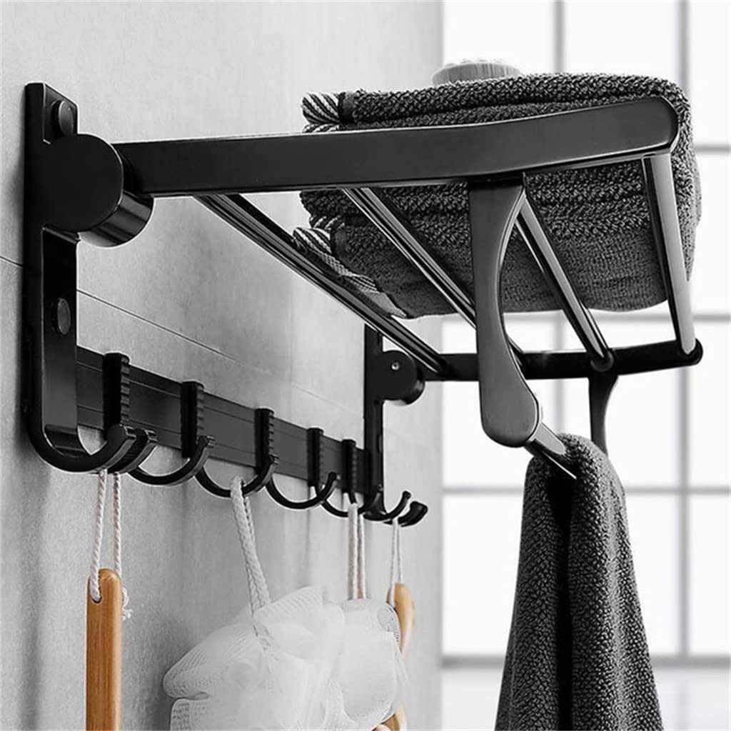 Wieszaki na ręczniki, wieszak na ręczniki montowany na ścianie składany aluminiowy organizer uchwyt na ręczniki łazienka półka ścienna do wyposażenia łazienki akcesoria łazienkowe (kolor: B