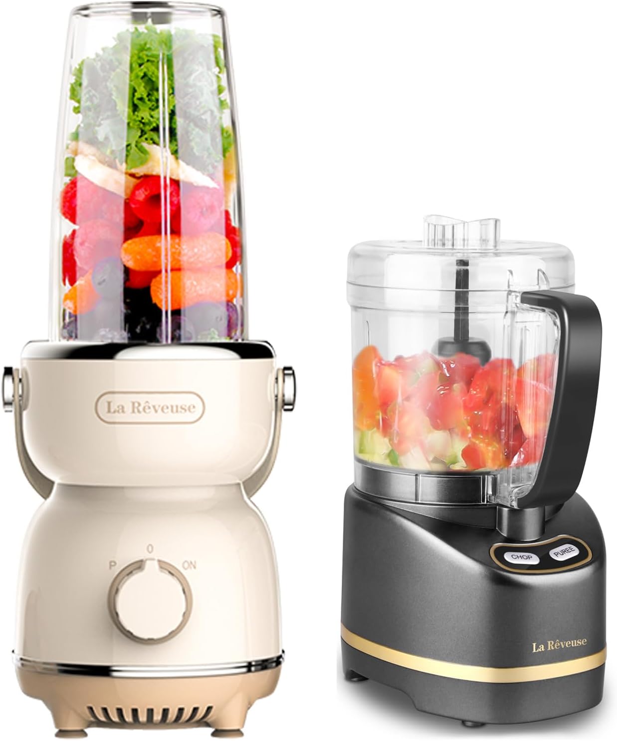 La Reveuse 300W Retro Blender + La Reveuse 2-Cup Small Food Chopper