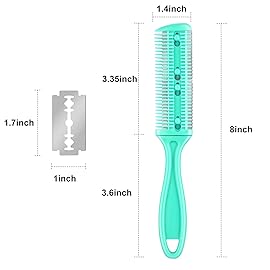 Maitys 3 Pcs Haircut Razor Comb Hair Cutting Comb with 12 Replacement Blades Double Edge Shaper for Salon & Home Styling Split Ends Trimmer Styler for Thick and Thin Hair