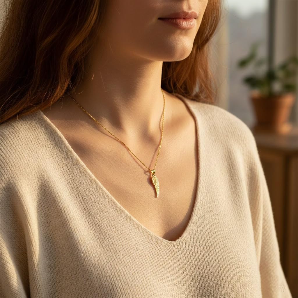 Gold Diamond-cut Angel Wing Charm - 10 Karat Solid Gold - Angel Wing Pendant - Angel Wing Jewelry - Image 4