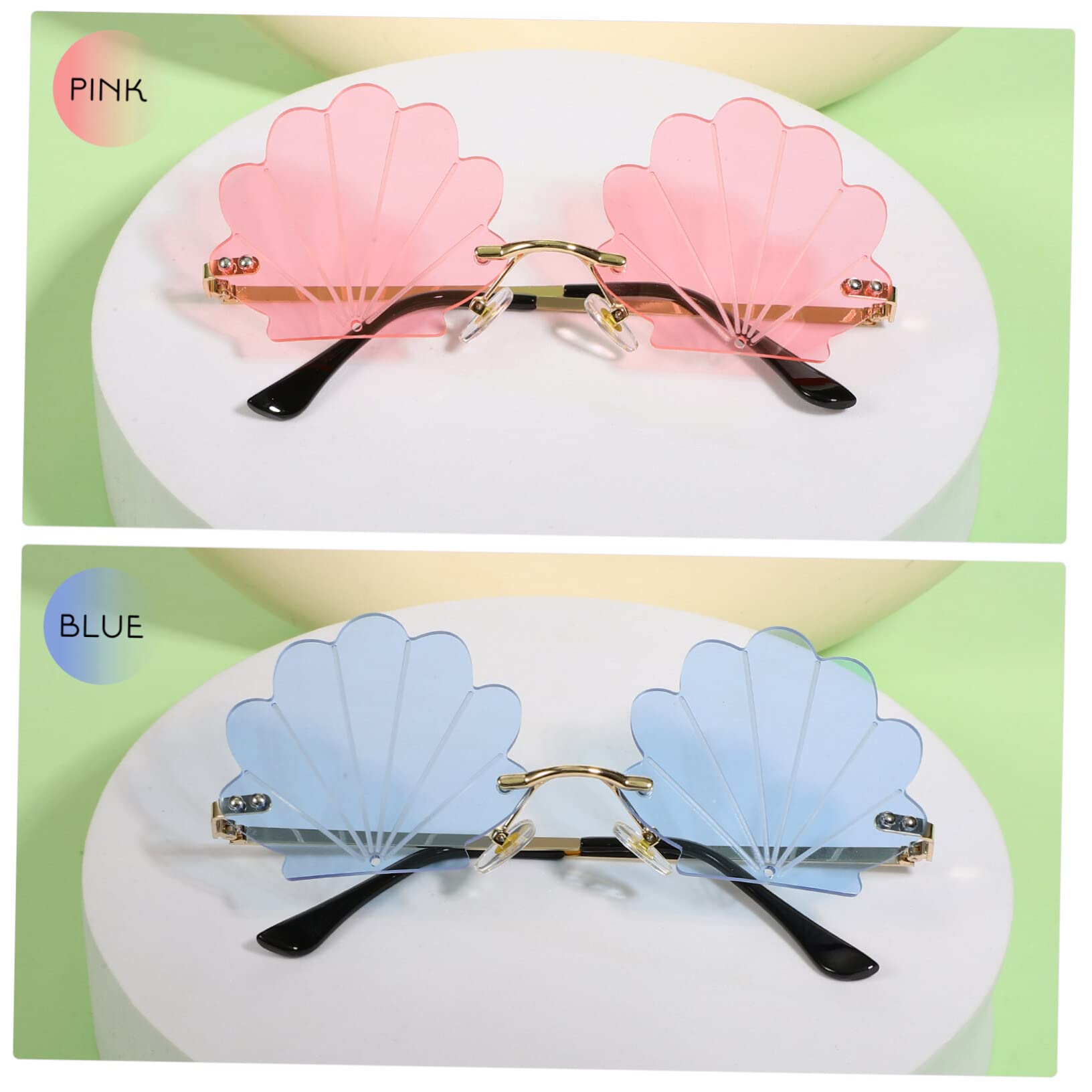 Kisangel 6pares Gafas De Sol De Concha Sin Para Lentes Decorativos Unisex Para De Dorado Azul Dorado Rosa