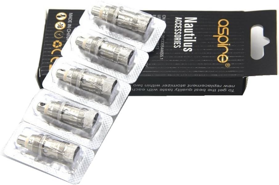 5x Aspire Nautilus Spare Atomizer Heads,Genuine Original Authentic Aspire Nautilus BVC Coils 1.8 Ohm K1, ET, ET-S, Mini Nova, Vivi Nova & CE5 (1.8ohms)