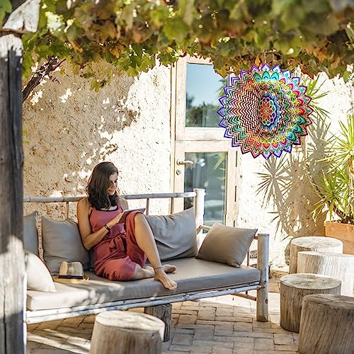 Image of Aoedelyart Wind Spinners Outdoor Mandala Lucky Clover,Wind Spinner Lucky Gifts for Women /Mother /Father /Men,Stainless Steel Kinetic 3D Wind Spinner Outdoor&Indoor Decoration Yard Art Garden Decor