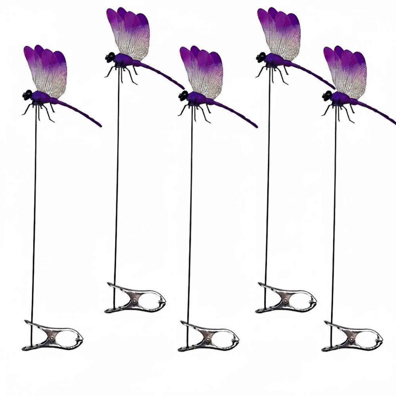 5 Pieces Deterrent Dragonfly Clip Fly Fly Deterrent Device Fake Dragonfly Ornament Realistic Look Outdoor Decor 3D for Patio, Gradient Purple-image-47