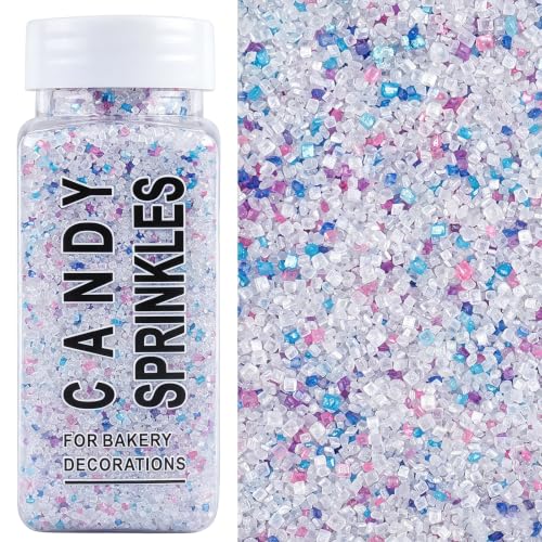 Image of Unicorn Sanding Sugar Sprinkles, 4.6 oz Edible White Pink Purple Blue Sugar Crystals for Baking Topping, Cupcakes, Cookies, Ice Cream & Cake Decorating, Pastel Birthday Party Holiday Supplies
