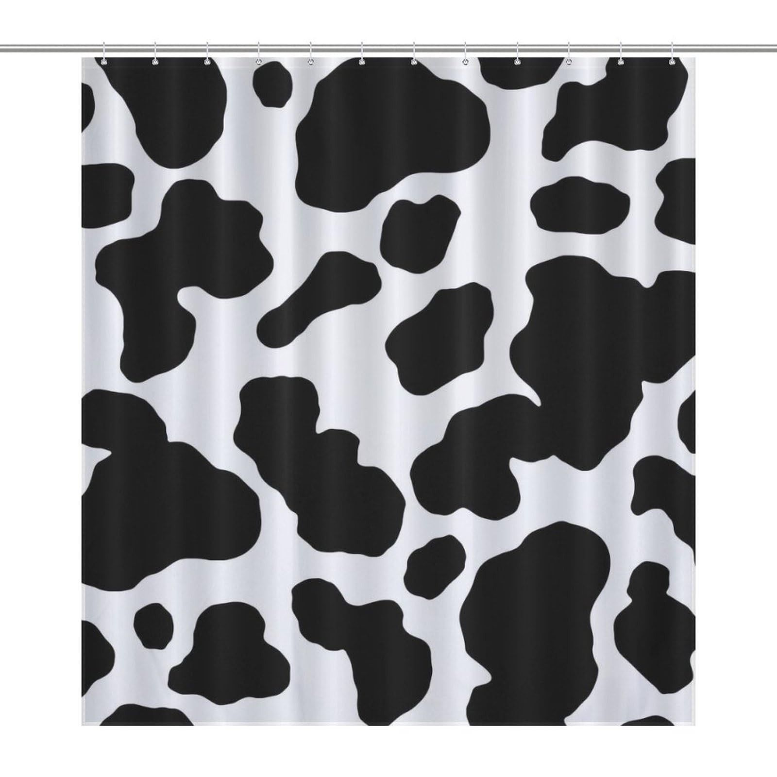Czzyh Black Spots Cow 163 X 180 Cm Shower Curtains With Hooks, Bathroom Accessory, Shower Curtain