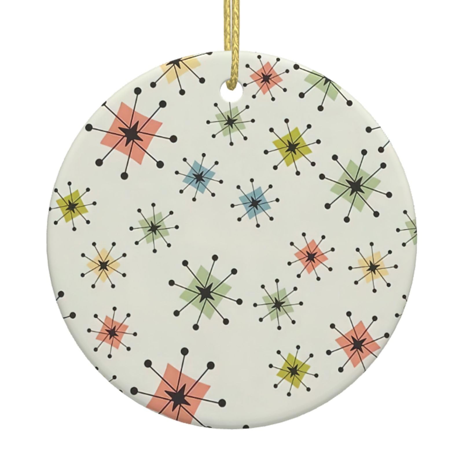 Absctract Geometric Pattern Space Print Christmas Ornaments, Ceramic Hanging Ornament, Round Shape Decorations
