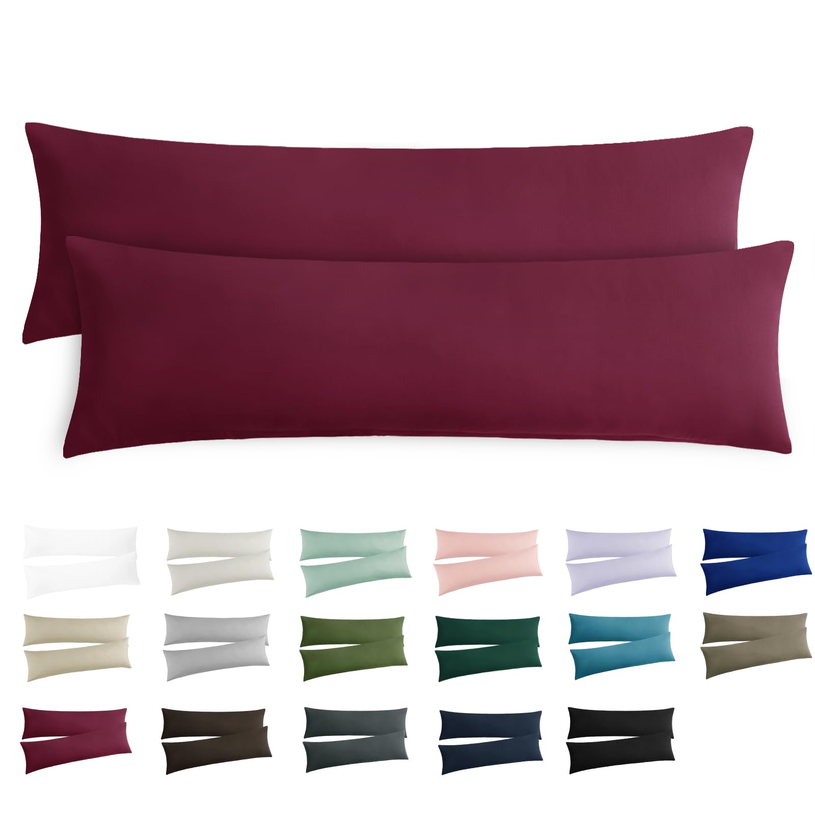 RUIKASI Kissenbezug 40x145 Rot 2er Set - Oeko Tex Seitenschläferkissen Bezug 40 x 145 cm Burgunderrot mit Reißverschluss aus Mikrofaser, Seitenschläferkissenbezug 145x40 Pillow Case Pillow Cover