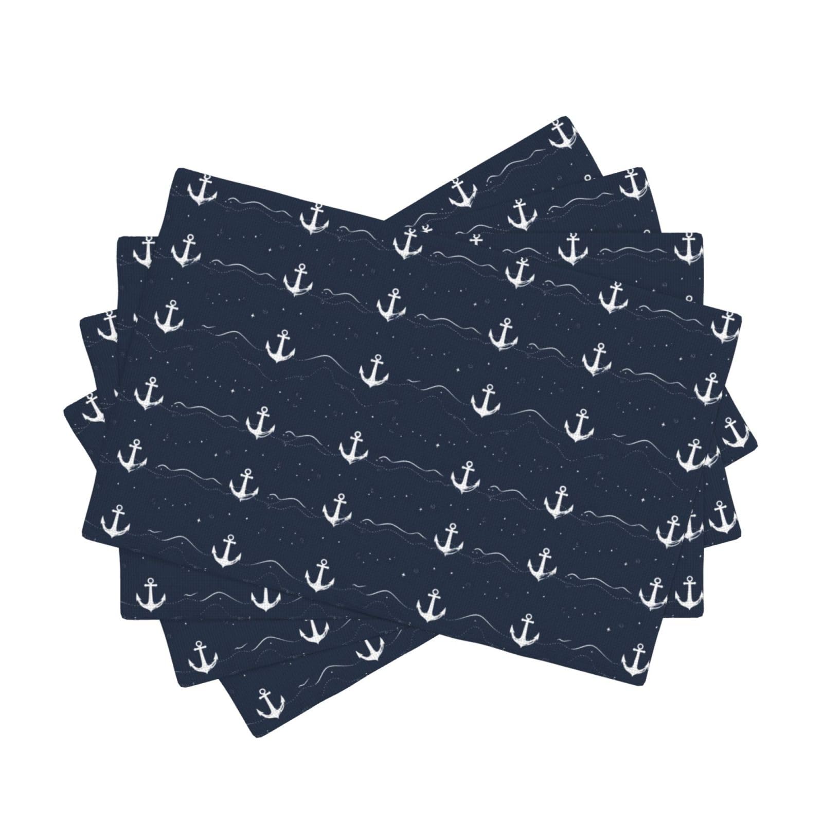 Set de table imprimé ancre blanche en tissu lavable haut de gamme