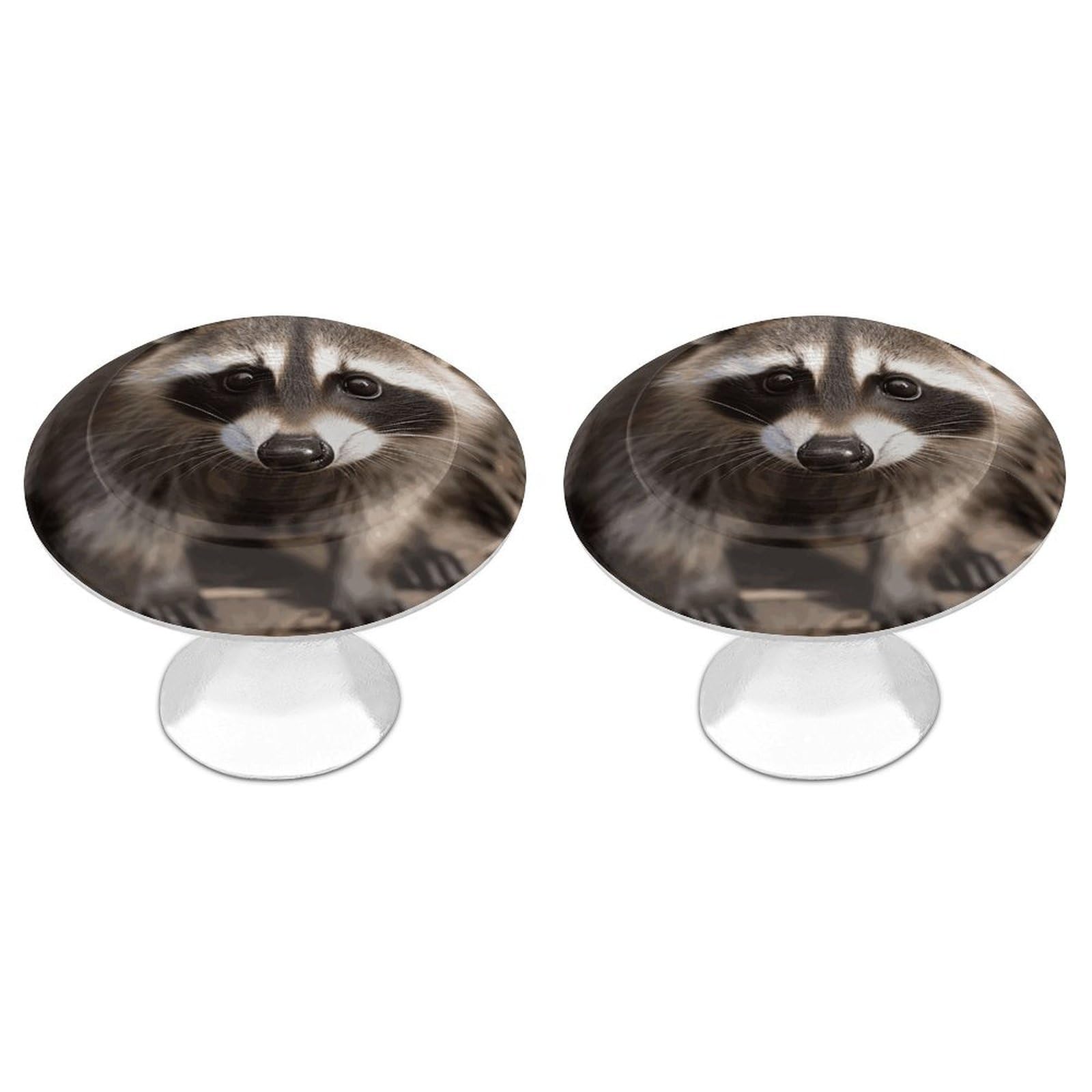 Fodpand White 2 Pack Cabinet Knobs 1.1 Inch Single Hole Drawer Pulls Handles Decorative Cub Raccoon Furniture Knobs For Dresser Kitchen Bathroom Cupboard Wardrobe Vanity Closet Door Hardware
