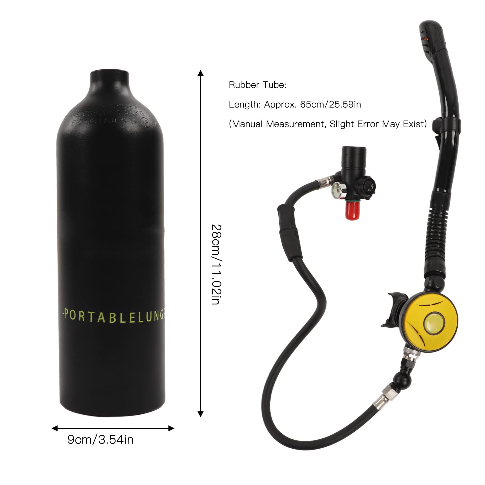 Zooke Kit de Tanque de Oxígeno de Buceo Portátil, Sistema de Descompresión de Alta Estabilidad Conjunto de Tanque de Oxígeno de Buceo con Tubo de Goma para Playa
