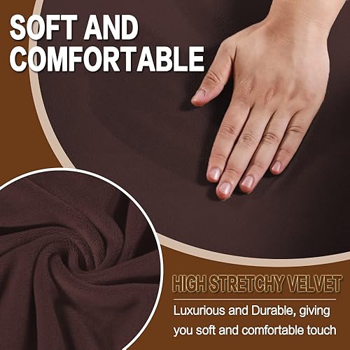 Miniatura 4 de Funda elástica para sofá con cojín en forma de T, 2 piezas, funda para sofá de terciopelo grueso, fundas elásticas para sofá, protector de muebles