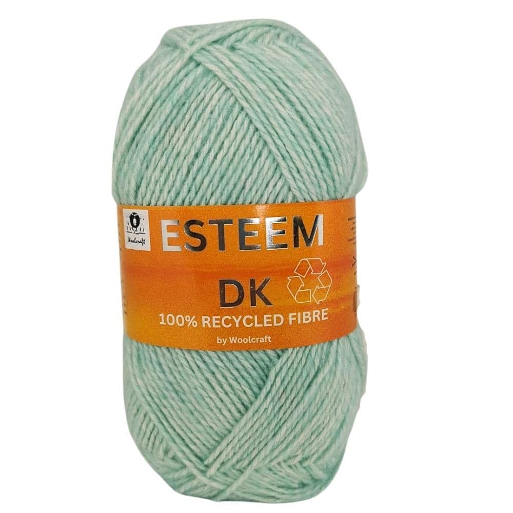 WoolCraft Esteem DK Knitting & Crochet Yarn, Great Value Recycled Yarn Available in Bright, Vibrant Colours, Soft and Smooth Yarm, 280 Metres, 100g Balls, Pack of 3, Mint Twist