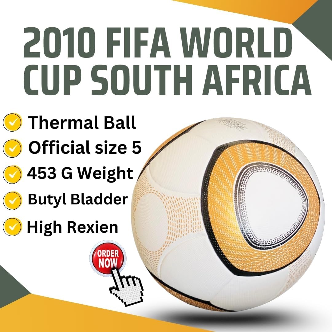 Gold Dotted 2010 World Cup Official Match Soccer Ball - South Africa Edition (Size 5)