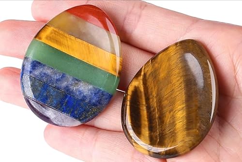 Miniatura 1 de QINJIEJIE Piedra de cristal para la preocupación del pulgar para la ansiedad, cristales curativos de chakras, ojo de tigre, gotas de agua, piedras