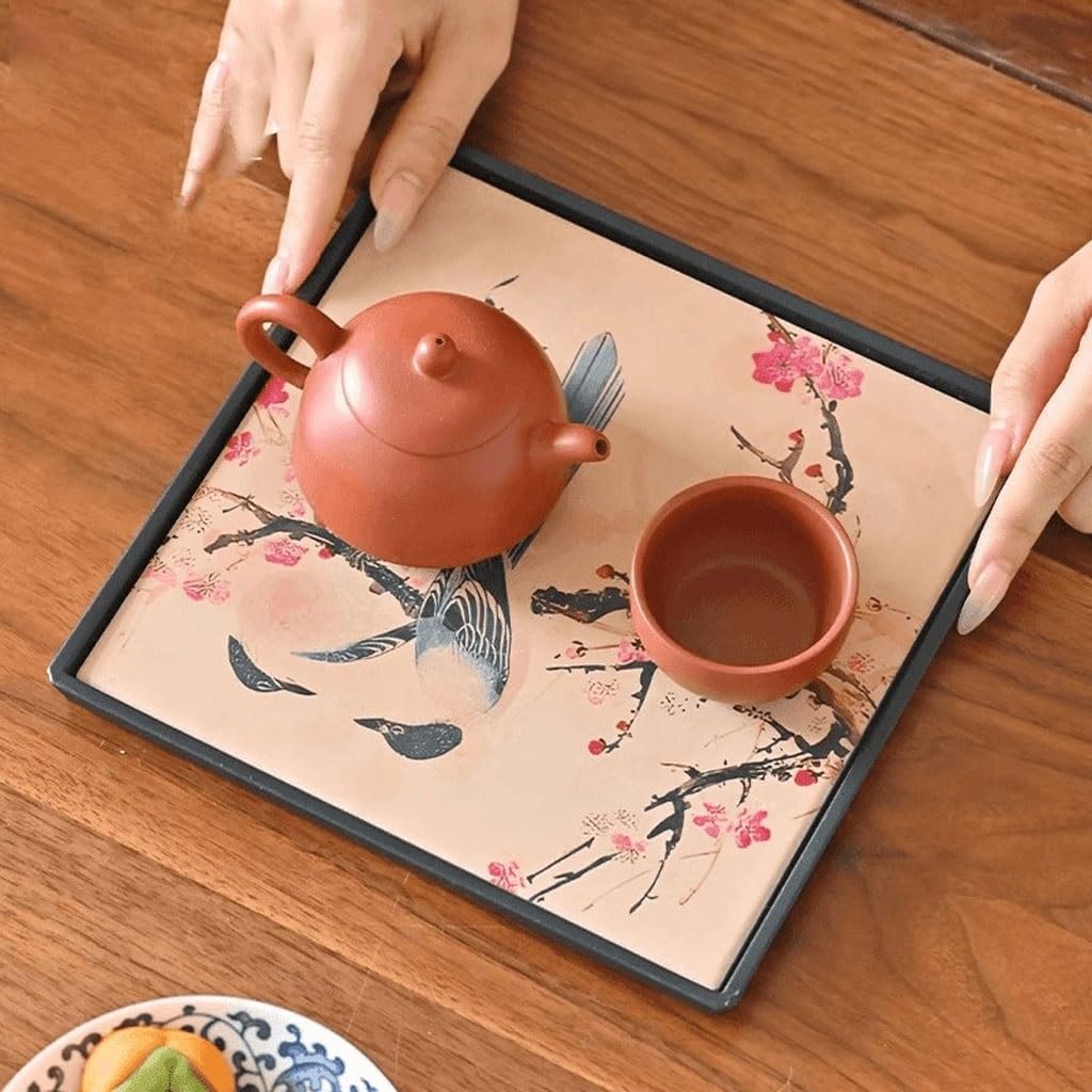 Bandeja para Servir té Bandeja de té Retro Creativa, Mesa de té de Drenaje for el hogar, Bandeja de té seco Absorbente, Bandeja de Estilo Chino, Soporte for Olla Bandeja de Mesa de Centro