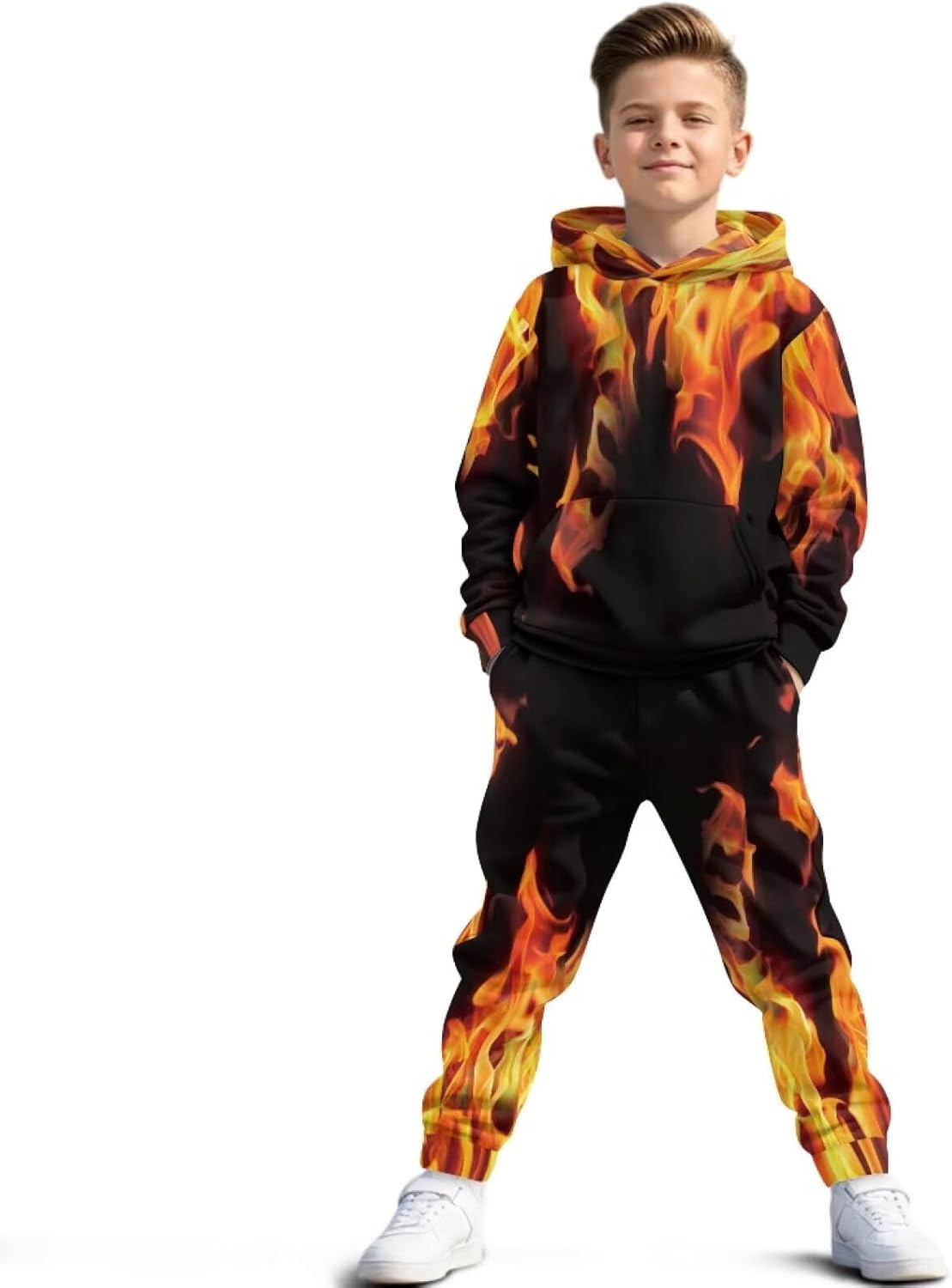 Pensura Oversized Pullover Hoodie & Jogger Pants Outfit Set for Boys Girls, Fall Winter Kids Clothes