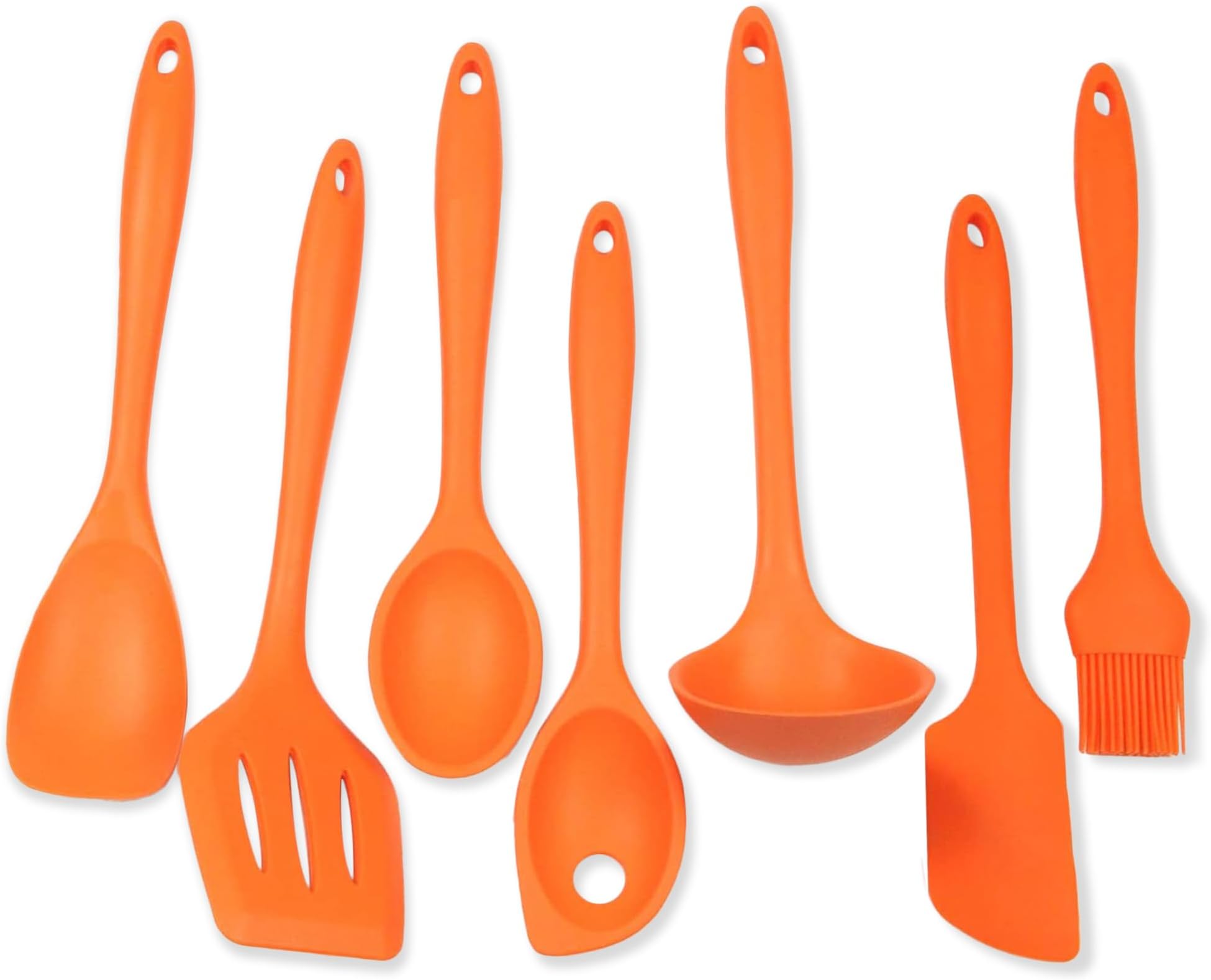 7 Piece Silicone Kitchen Tool and Utensil Set, Orange (42078)