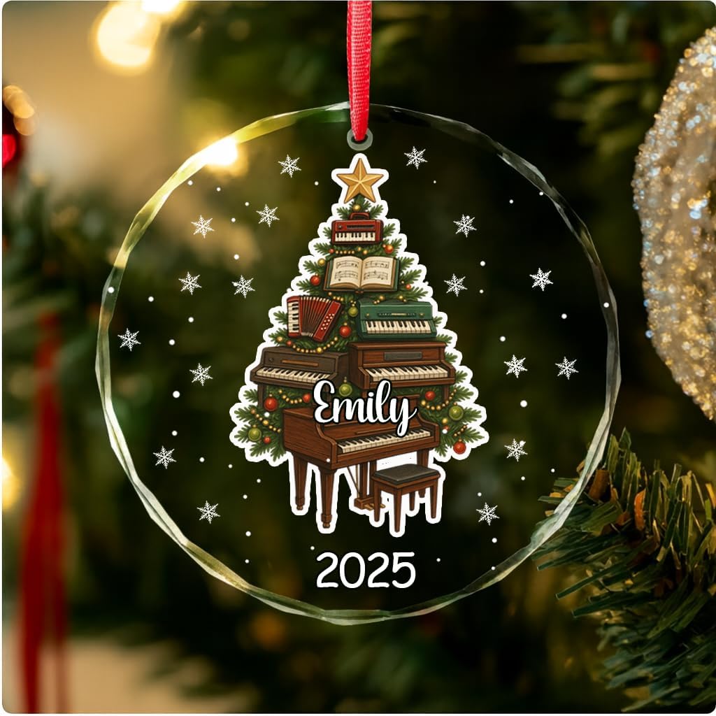 Personalized Piano Christmas Ornament 2025, Piano Player Ornament, Gift for Pianist Gifts,Music Teacher Gift 04 A05 - Image 1 of 5