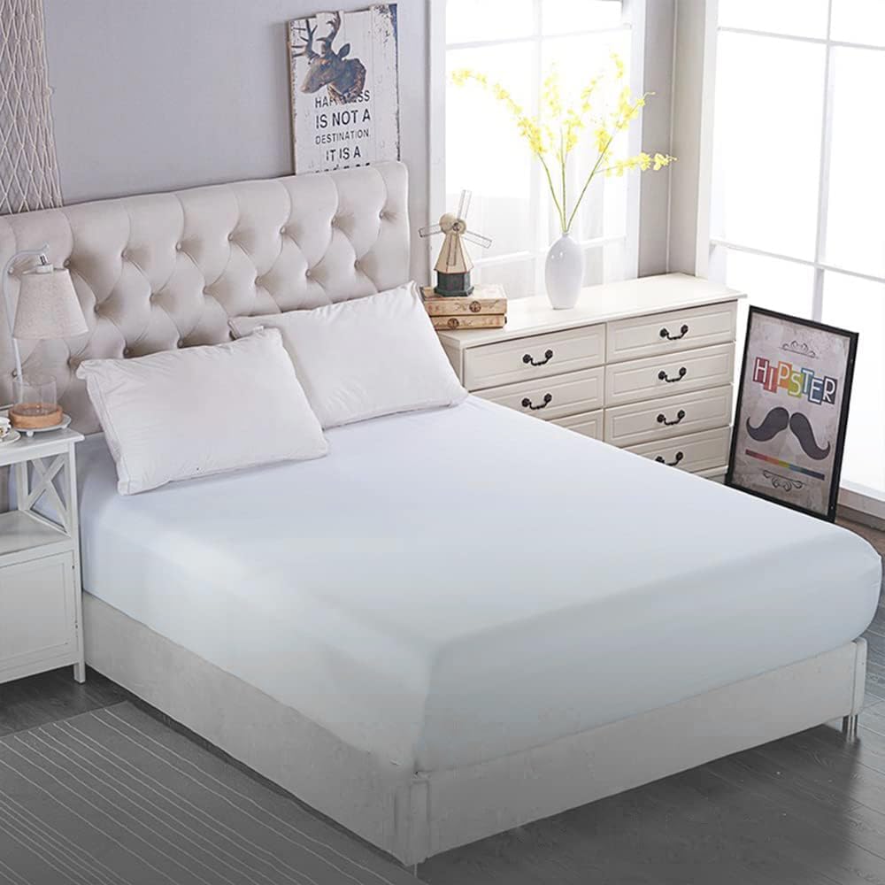 belem Luxury Hotel Sheets 24 Fitted Percale Queen Sheets Set 60 x80 x15 Breathable Soft Cooling Cotton Sheets