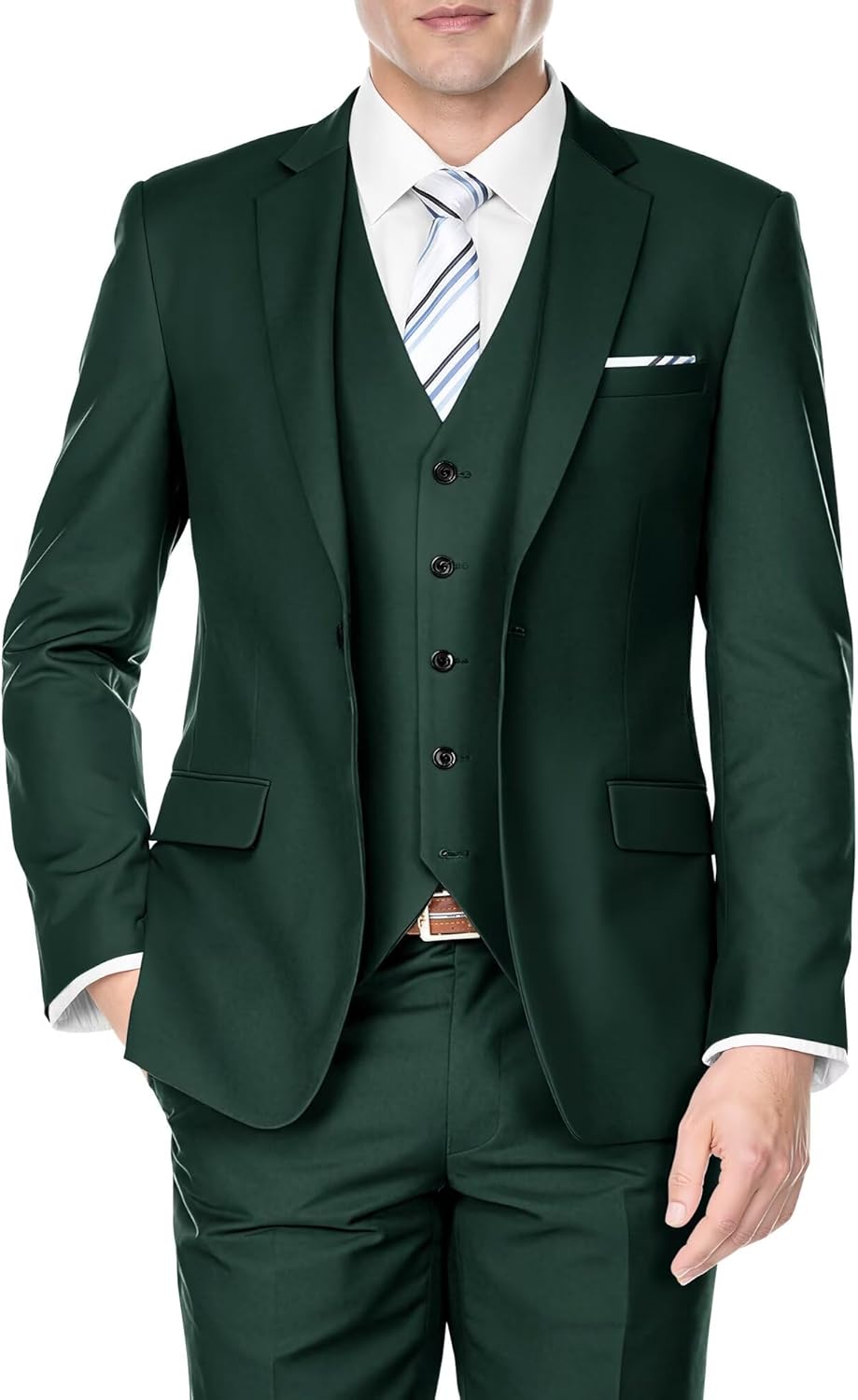 Men's 3 Piece Suits Slim Fit, Wedding Prom Party Business Suit, One Button Blazer Vest and Pants Tuxedo Set