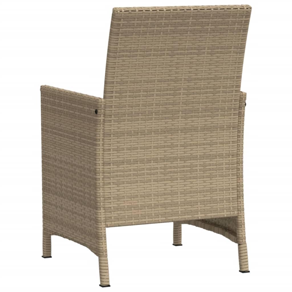 Set da Bistrò 3 Pezzi con Cuscini Beige Misto in Polyrattan