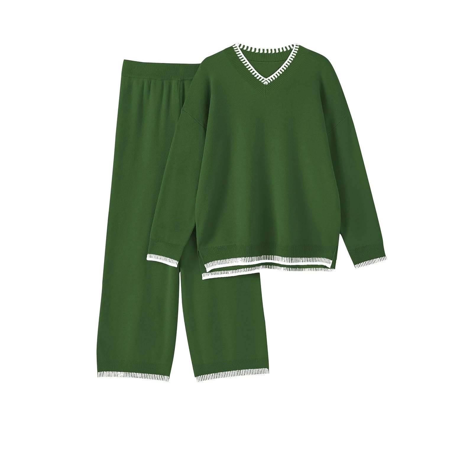 Pijama largo para mujer, pijama para mujer, traje de casa de invierno, camisón acogedor, juego de pijamas de algodón, elegante, ropa de dormir con cuello en V, bata de casa, pijama a juego