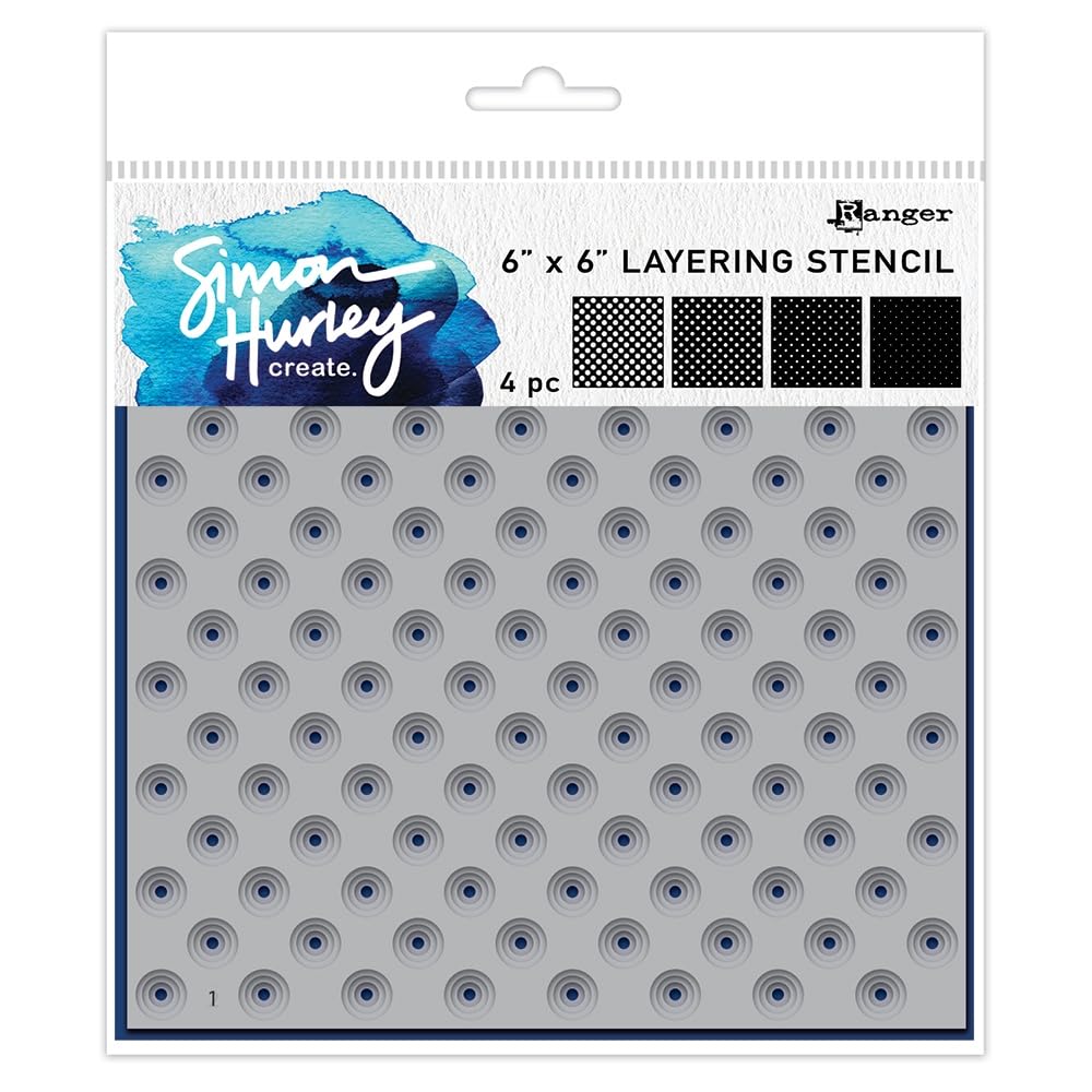Stencil Polka Dot Assortment 6x6 Simon Hurley create pour scrapbooking