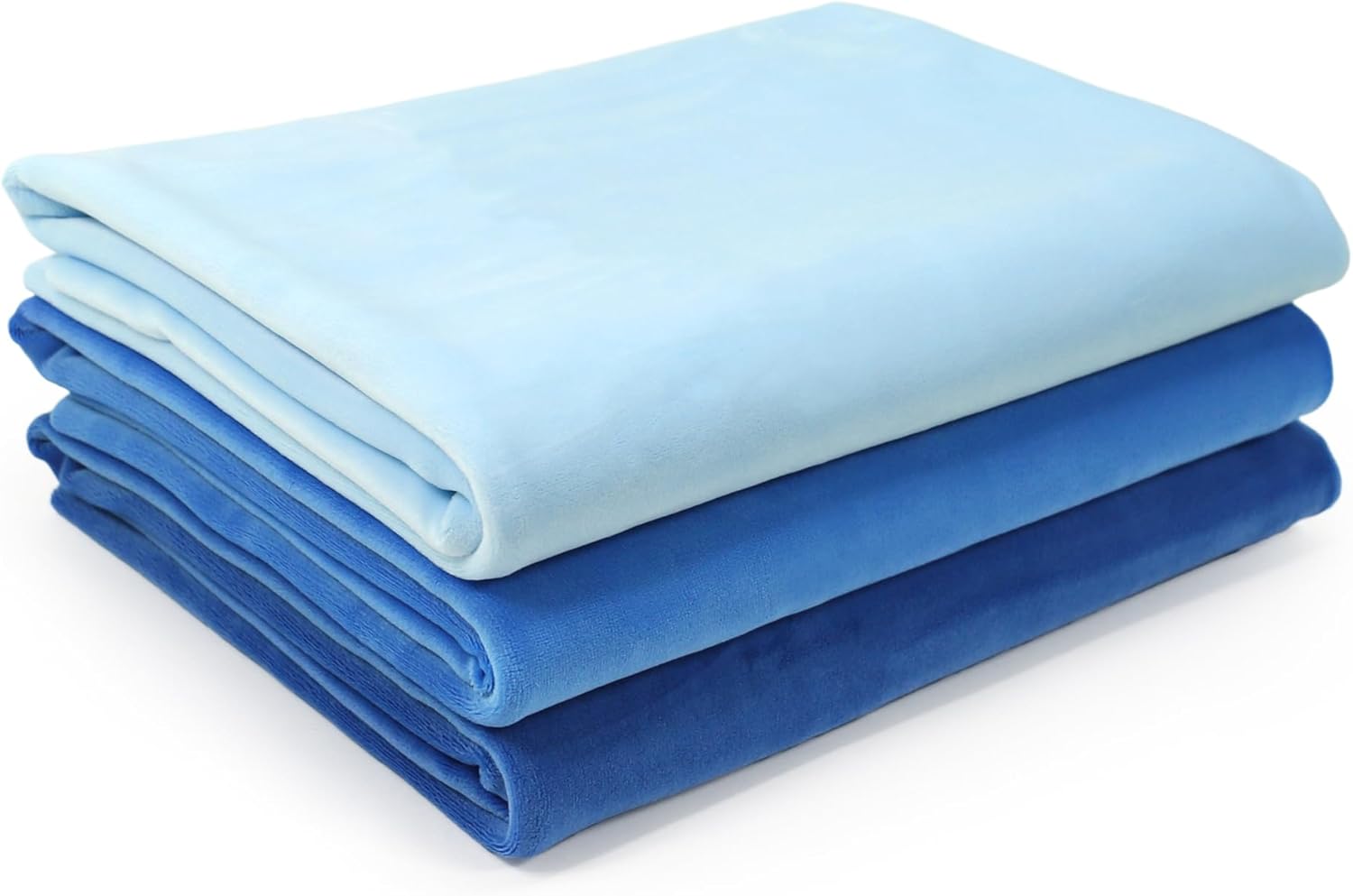 kullaloo Mochi Minky Fabric Bundle | Super Soft Squishy Plush Cuddle Material | 4-Way Stretch | Precut 3 Pcs, 39.5x29.5 Each | Blue Bundle for Sewing Plushies, Apparel, Blankets, Crafts