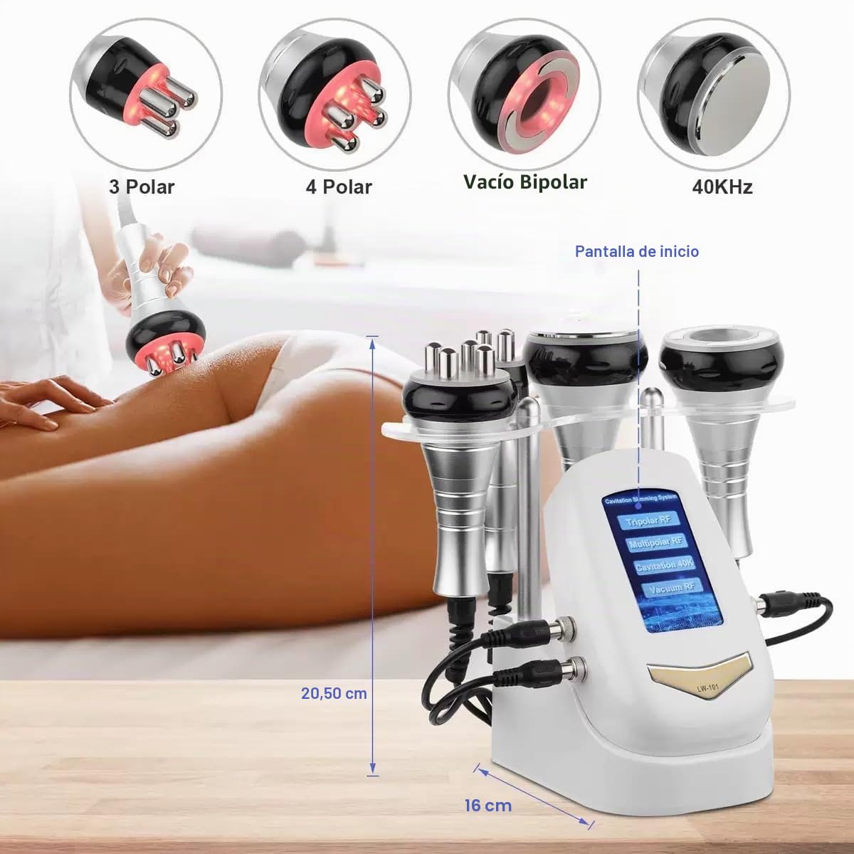 Máquina de cavitación 40K radiofrecuencia RF4 en 1, máquina de esculpir el cuerpo, rejuvenecimiento de la piel, uso doméstico, spa, cuidado de la piel, cara, cuello, brazo, cintura, muslo y glúteos