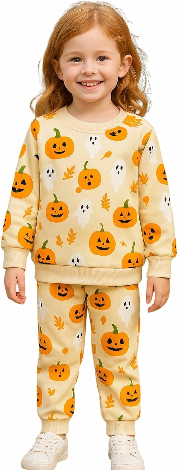 HILEELANG Toddler Girl Fall Outfits Clothing Sets Cotton Sweatshirts Leggings Pnats Clothing Playwear Sets 2pc