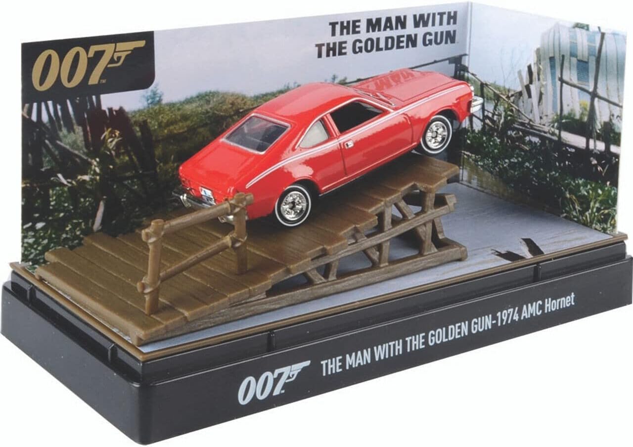 1974 AMC Hornet Red with White Stripes James Bond 007 "The Man with the Golden Gun (1974) Movie with Display 1/64 Diecast Model Car by Motormax