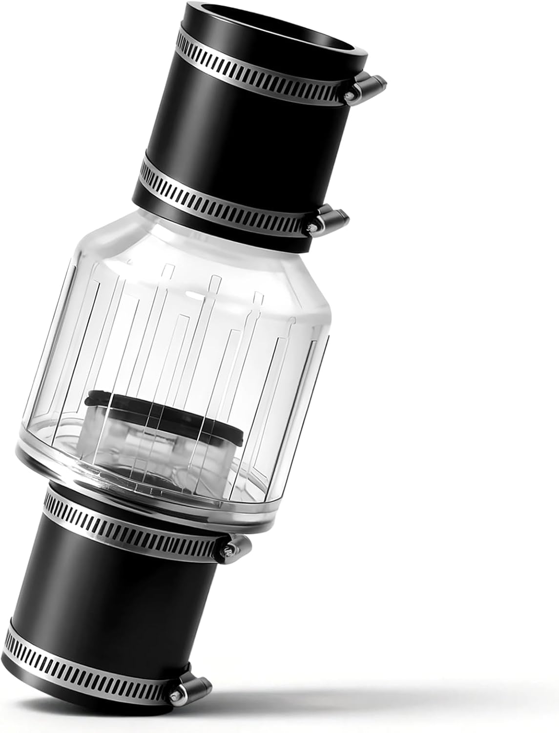 2 Inch Sump Pump Check Valve - Water Pump Accessories, Fits 2" Schedule 40 Pipe, Includes Steel Clamps for 7-1/4" Gap, Spring-Loaded Flapper, Quiet Design, Reduces Water Hammer Noise