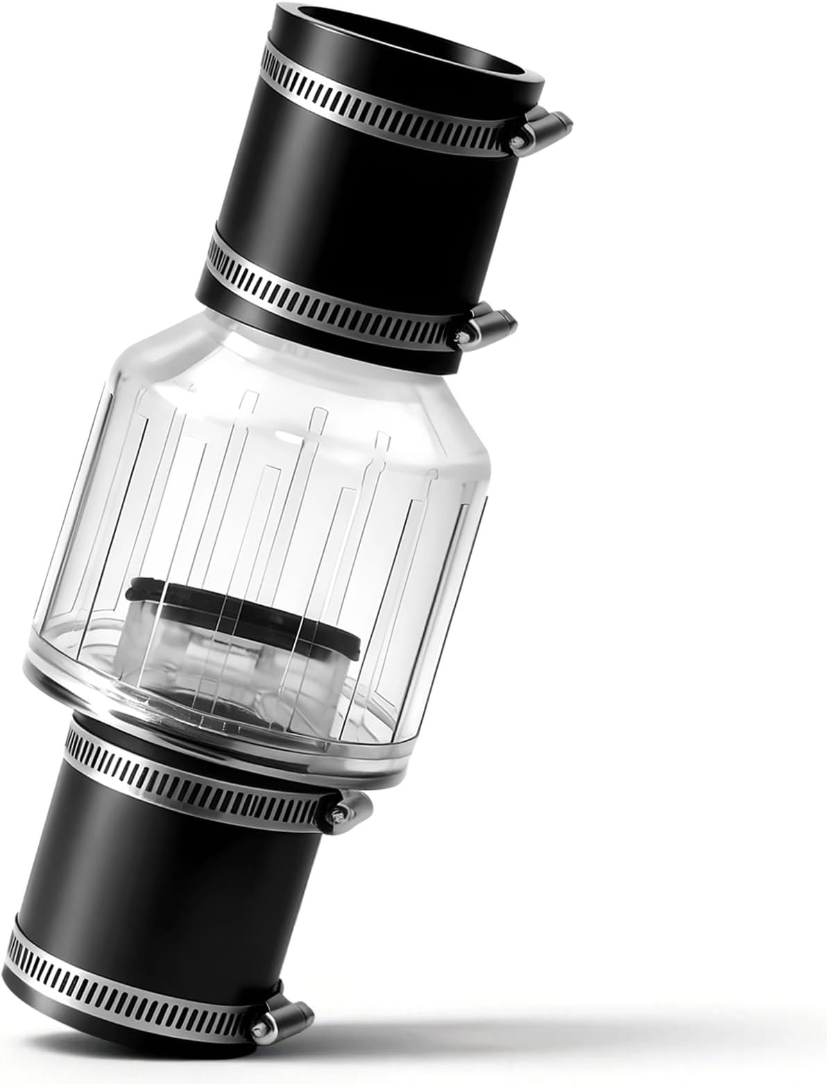 Sump Pump Check Valve, Spring-Loaded Flapper, 2-Inch Check Valve Aquarium, Quiet Check Valve with four stainless steel clamps