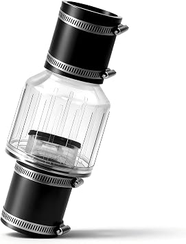2 Inch Sump Pump Check Valve - Water Pump Accessories, Fits 2" Schedule 40 Pipe, Includes Steel Clamps for 7-1/4" Gap, Spring-Loaded Flapper, Quiet Design, Reduces Water Hammer Noise