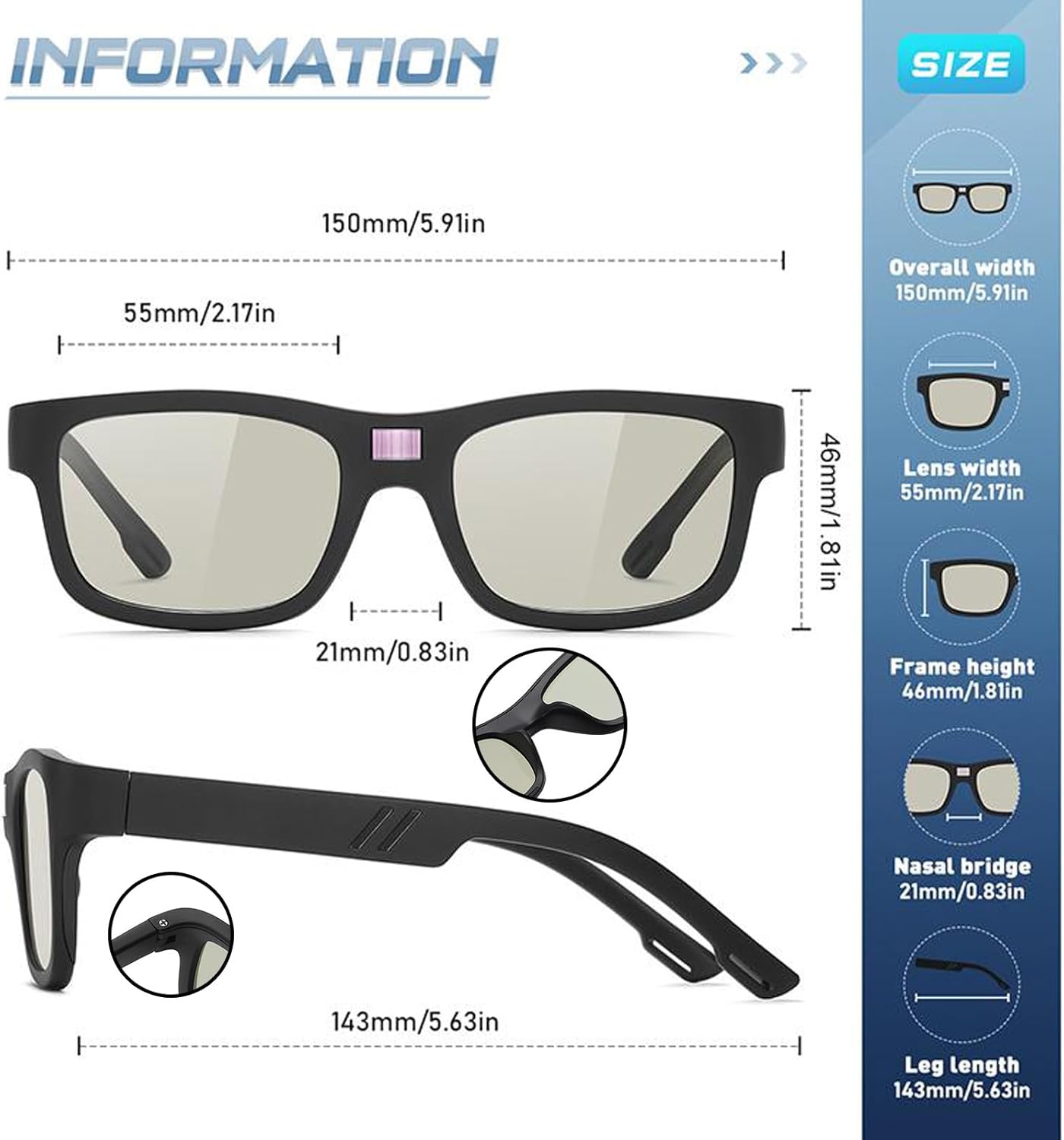 Paleshy 0.1s Auto-Tinting Sunglasses for Men & Women, Polarized Photochromic Glasses with Dual UV400, All-Weather Lightweight Glasses for Driving, Cycling, Fishing, Golf, Night - Image 8