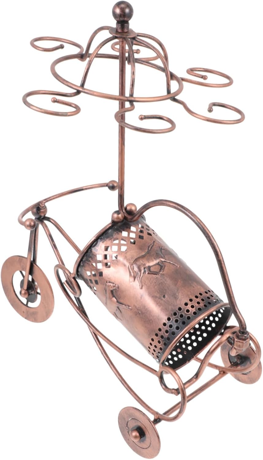 STOBAZA Creative Iron Wine Rack Hanging Glass Holder Unique Desktop Wine Storage for Home Decor Space-Saving Red Organizer for Entertaining and Everyday Use