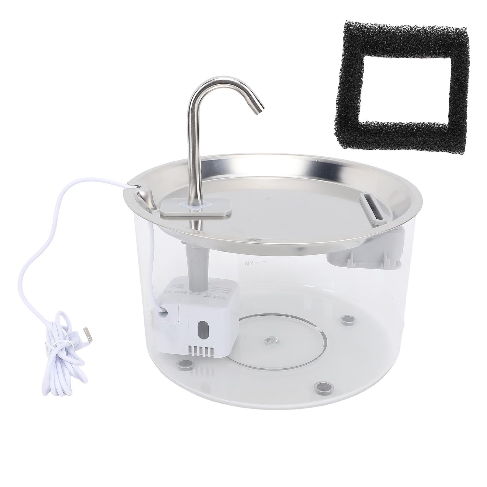 Asixxsix Stainless Steel Cat Water Fountain, 3L Automatic Pet Water Dispenser with Ultra Quiet Pump for Large Dogs, Multi Filtration, Minimal Footprint Bowl (Transparent) - image 6