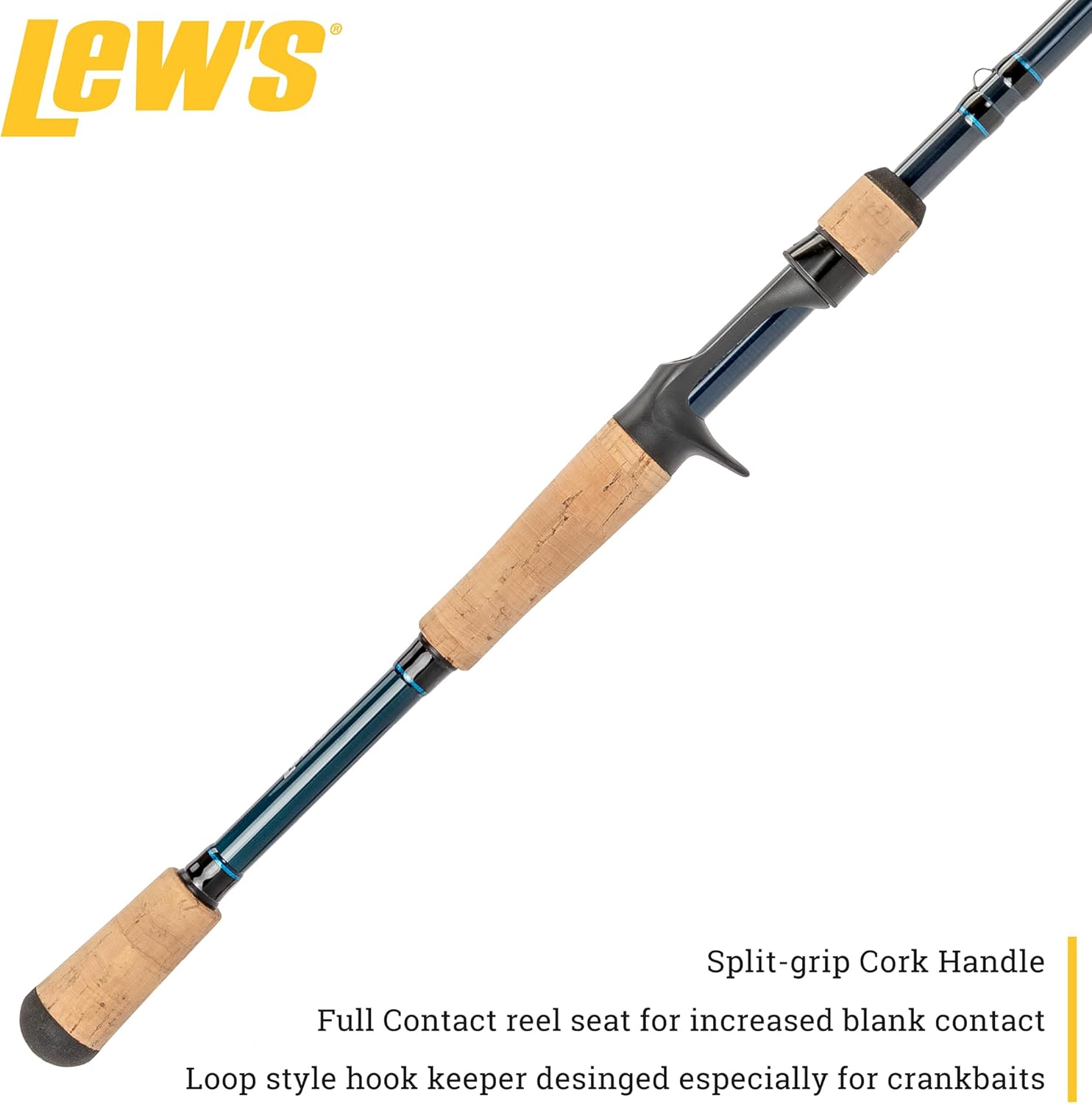 Lew’s LFS Casting Fishing Rod, 7-Foot 2-Inch, 1-Piece Rod with Medium Power and Moderate Action, LFS-X3 Blank, Cork Split-Grip, Fuji Concept O Guides