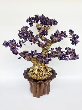 17.7 Inch Feng Shui Money Tree, Large Crystal Quartz Lucky Tree, Gem Tree for Office Home Feng Shui Decoration for Wealth/Fortune and Luck (Amethyst Crystal)
