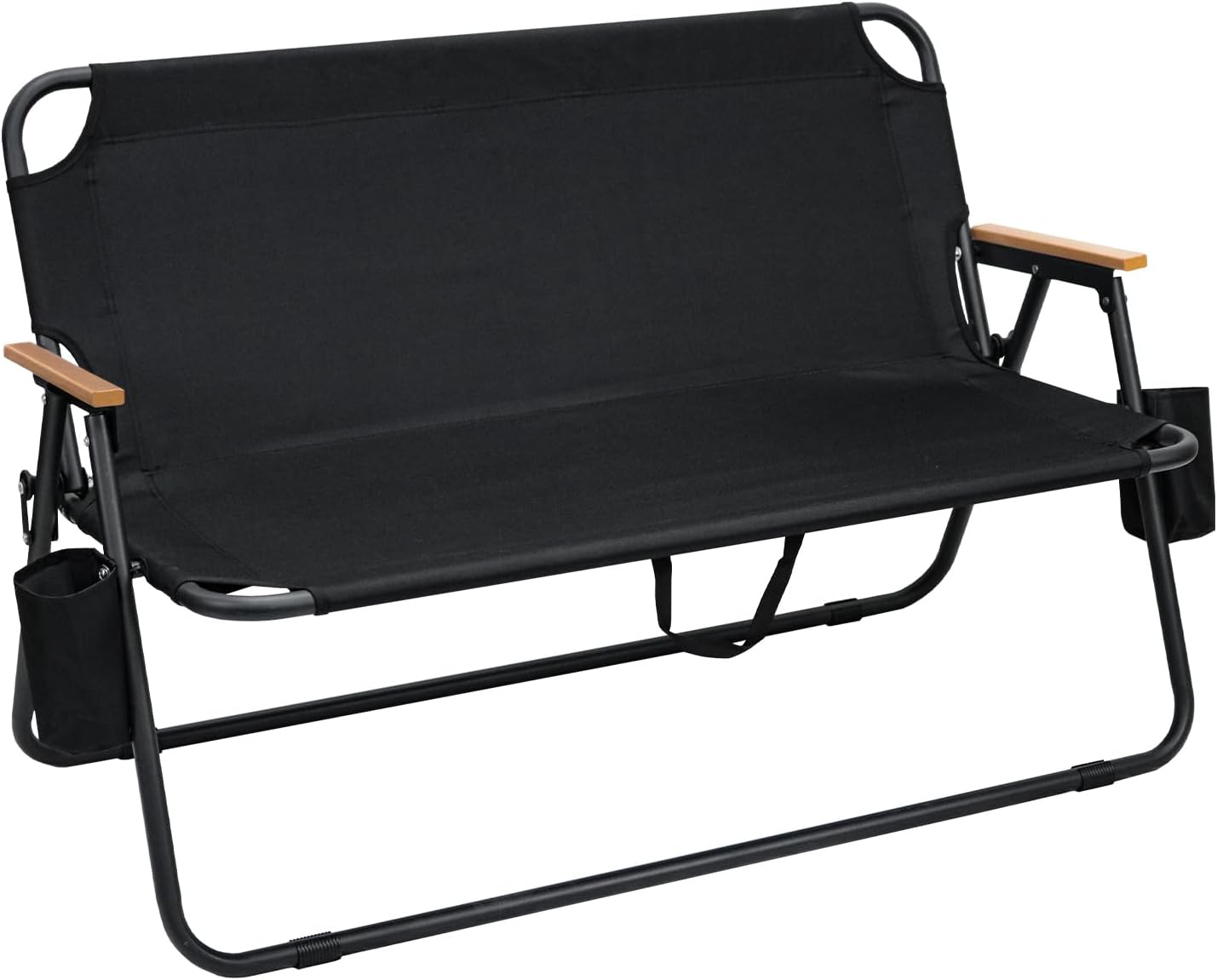 Loveseat Camping Chair with Detachable Cushion, Folding Double Camping Chair,Portable Beach Chair with Armrests and Cup Holder for Garden,Patio,Travel,Fishing