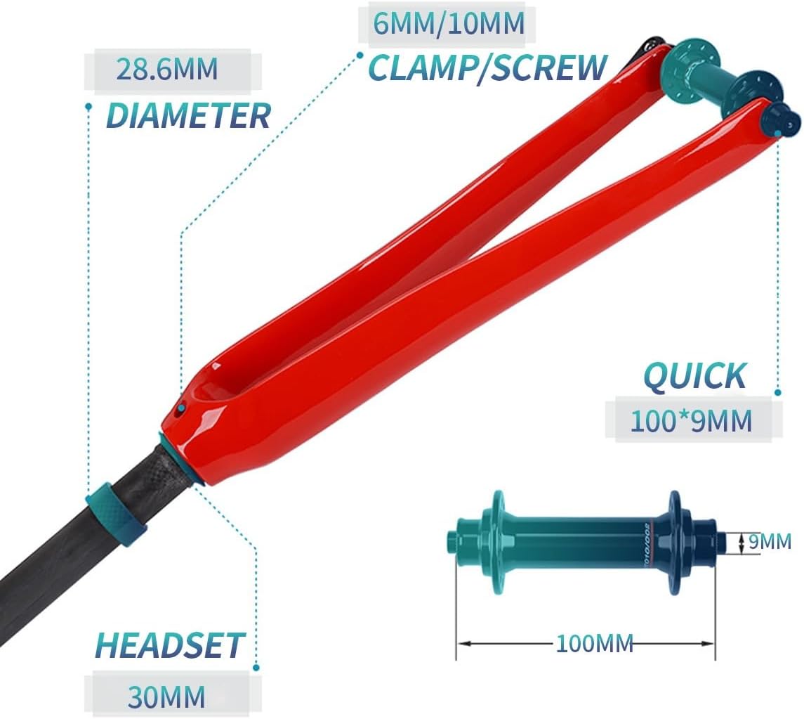 Road Bike Carbon Fiber Rigid Fork 28.6mm Threadless 1 1/8" Straight Tube Hard Forks Bikes Suspension Forks QR