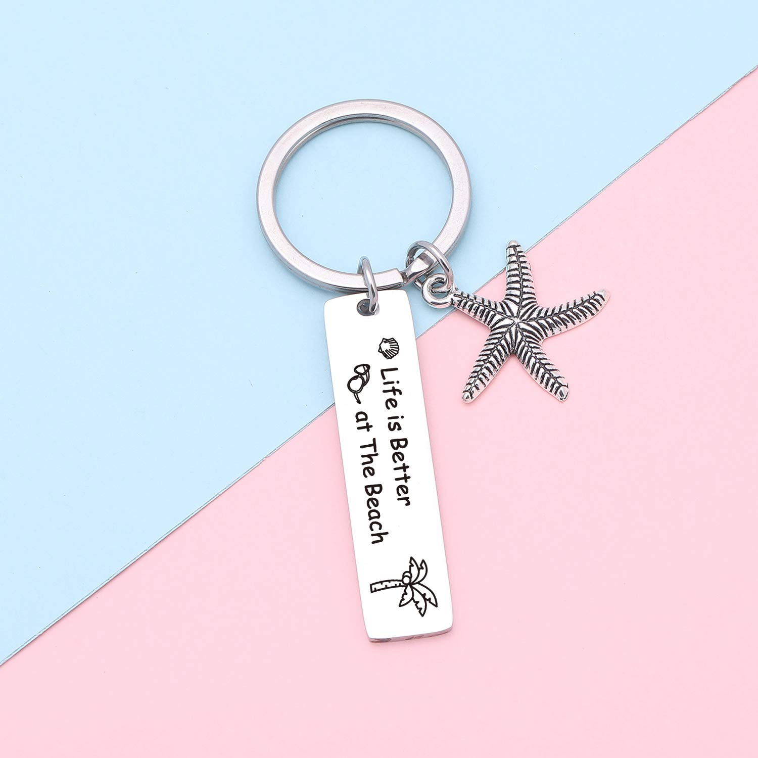 7RVZM Beach Gifts for Women Friends - Beach Lover Keychain Summer Ocean Gift Starfish Keychain - Christmas Jewelry Beachy Friendship Gifts for Summer Vacation Gift