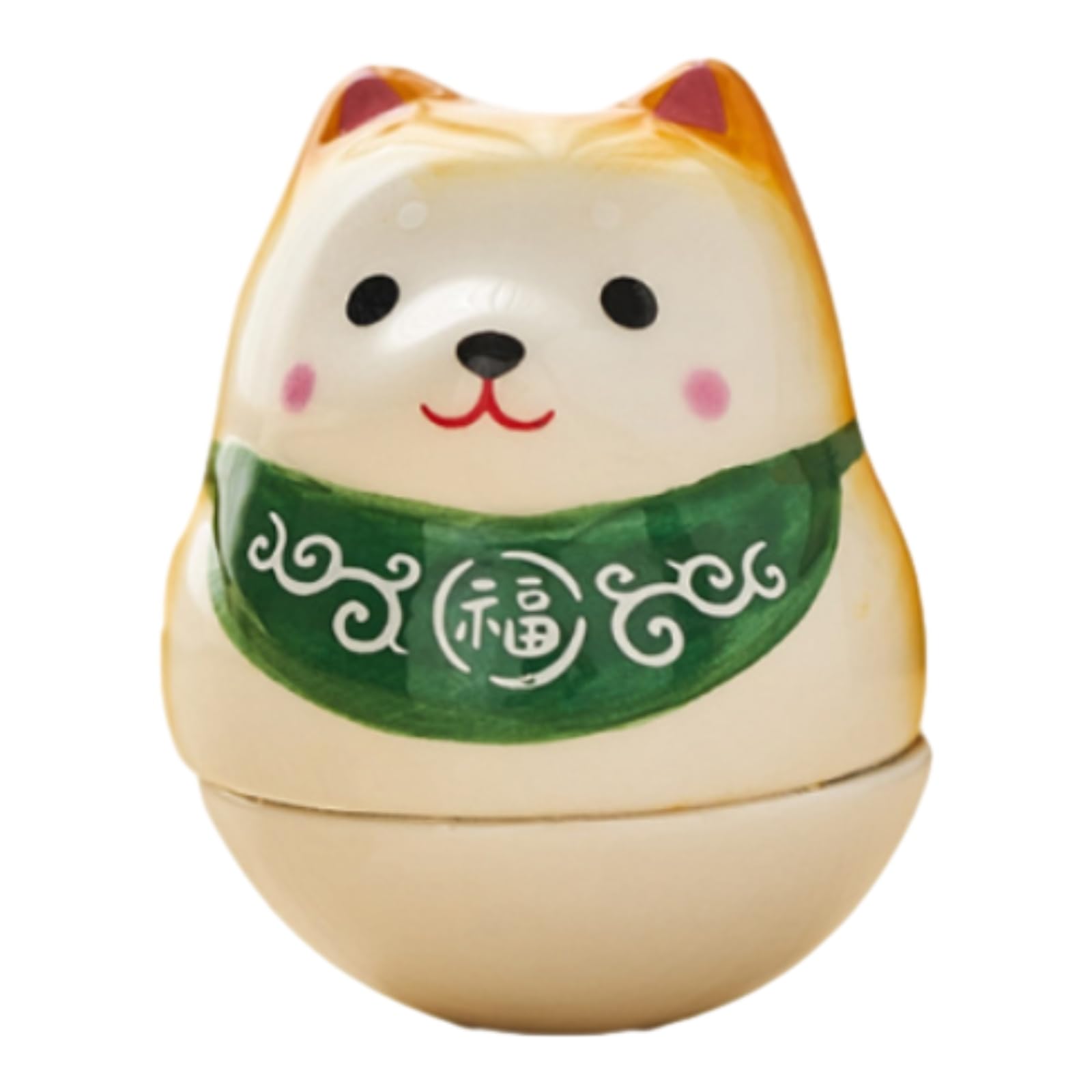 HIRAIDAI Room Decor Statues Mini Shiba Inu Tumbler Gadget Office Study Bedroom Desktop Decoration Green